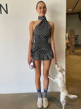 Blondita Gwen Black and White Polka Dot Top Size XS